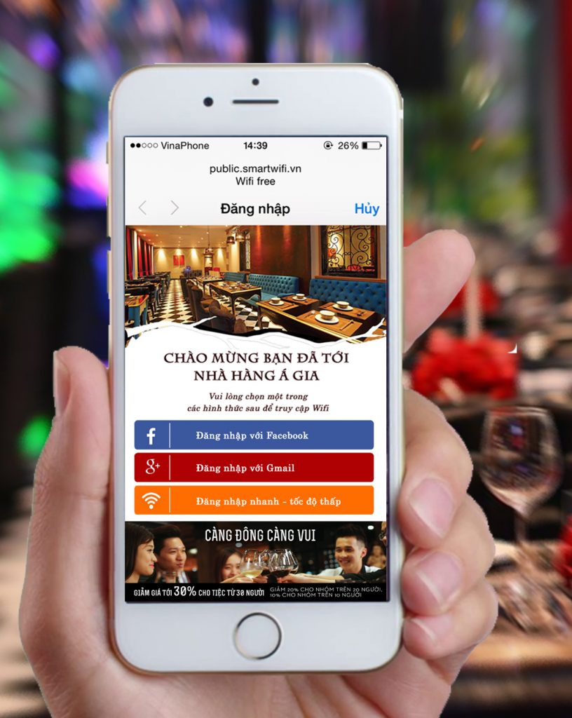 Wifi Marketing giúp hiển thị quảng cáo món mới