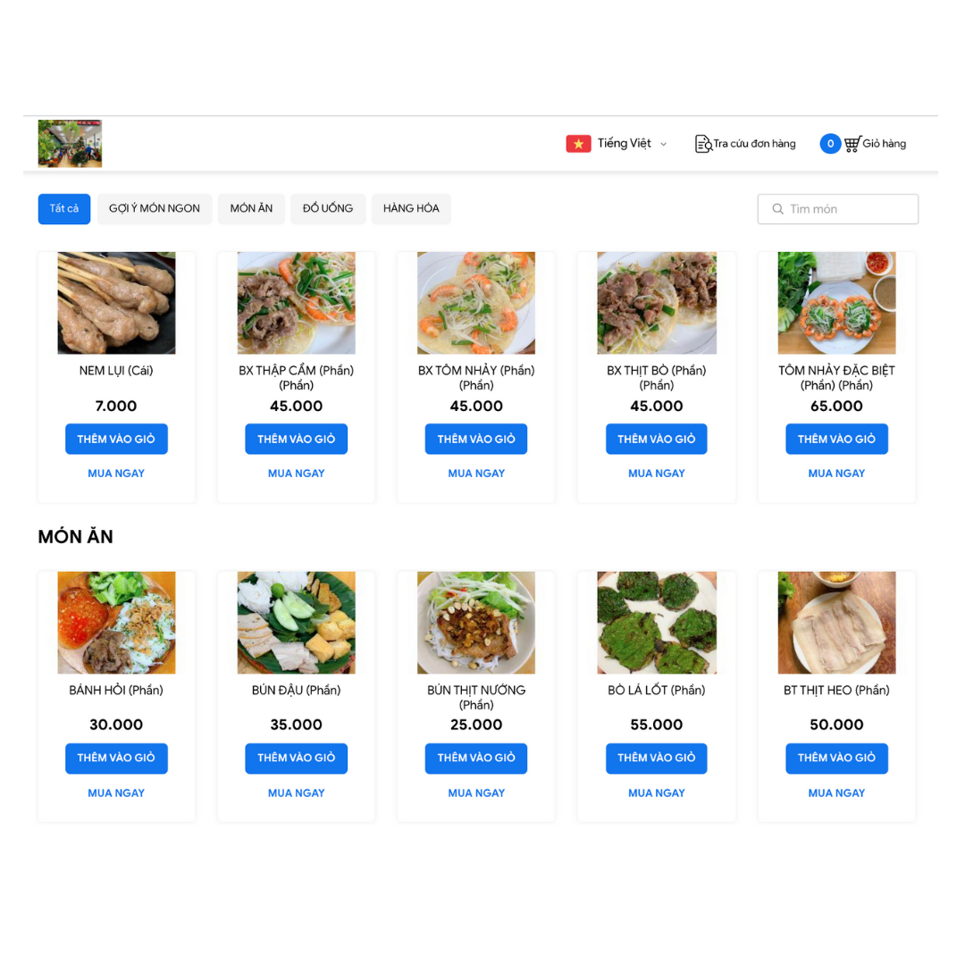 bán hàng trên app giao đồ ăn và website order