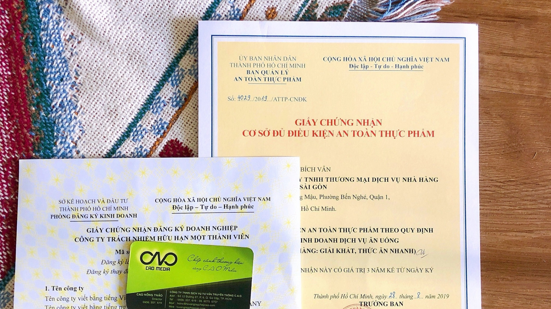 giấy phép kinh doanh nhà hàng
