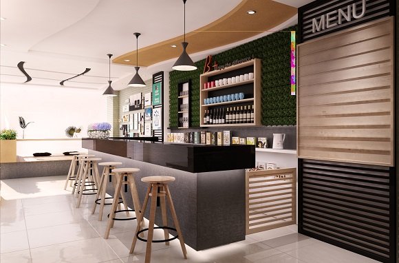 thiết kế quầy bar quán cafe