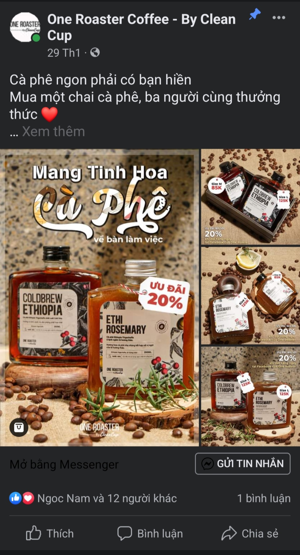 quảng cáo quán cafe trên Facebook