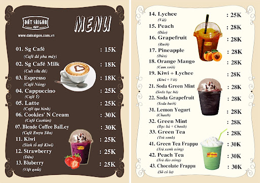 Họa tiết trên menu