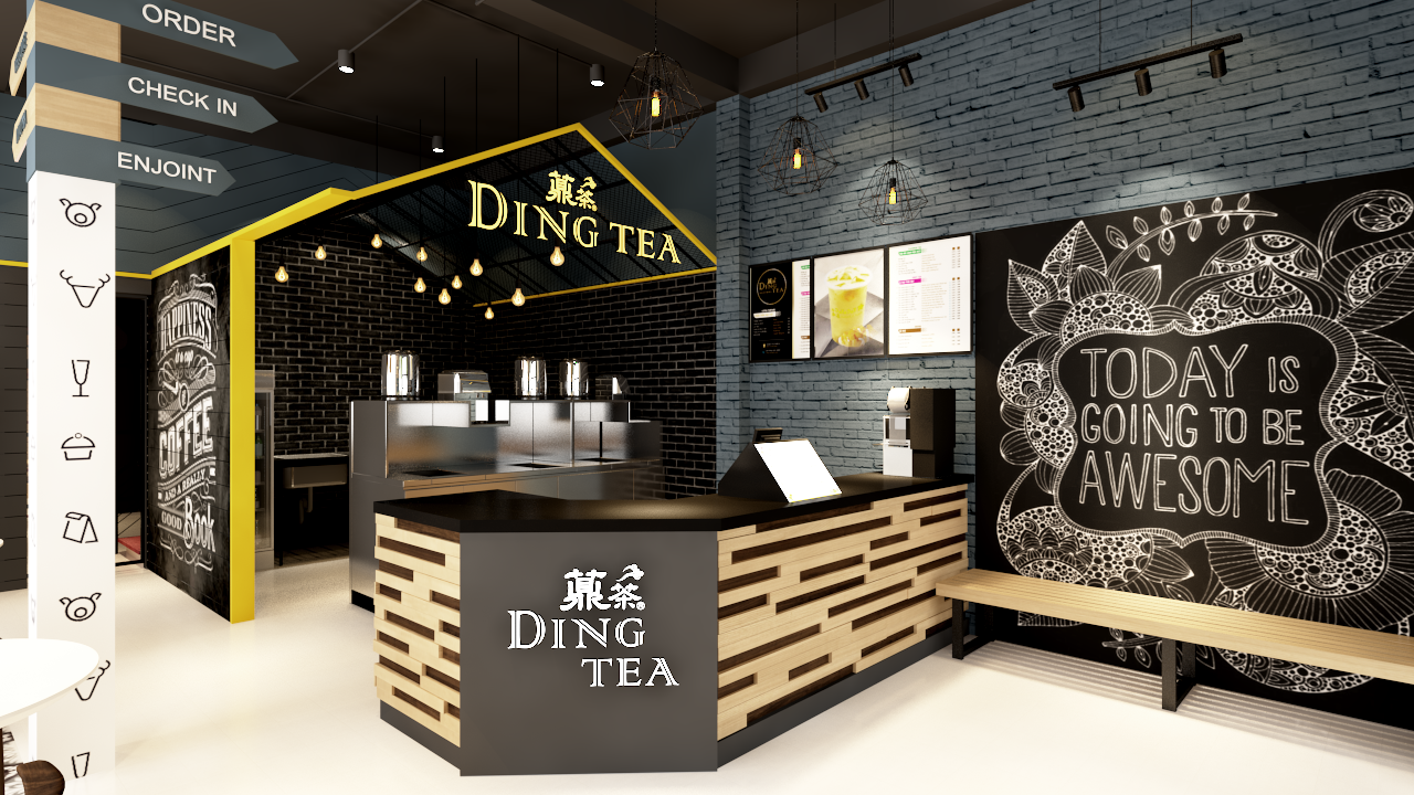 thiết kế cơ sở trà sữa ding tea