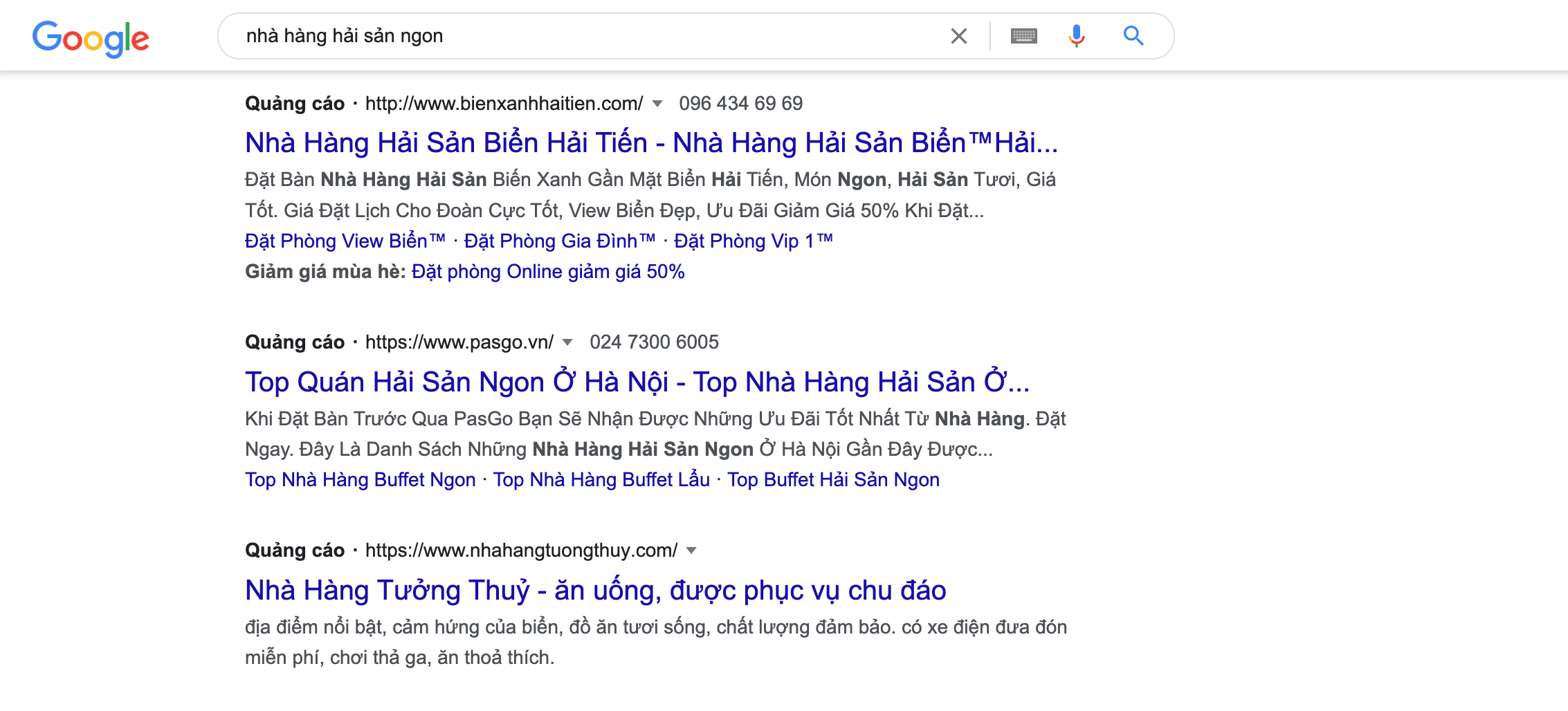 chiến dịch quảng cáo tìm kiếm Google Search