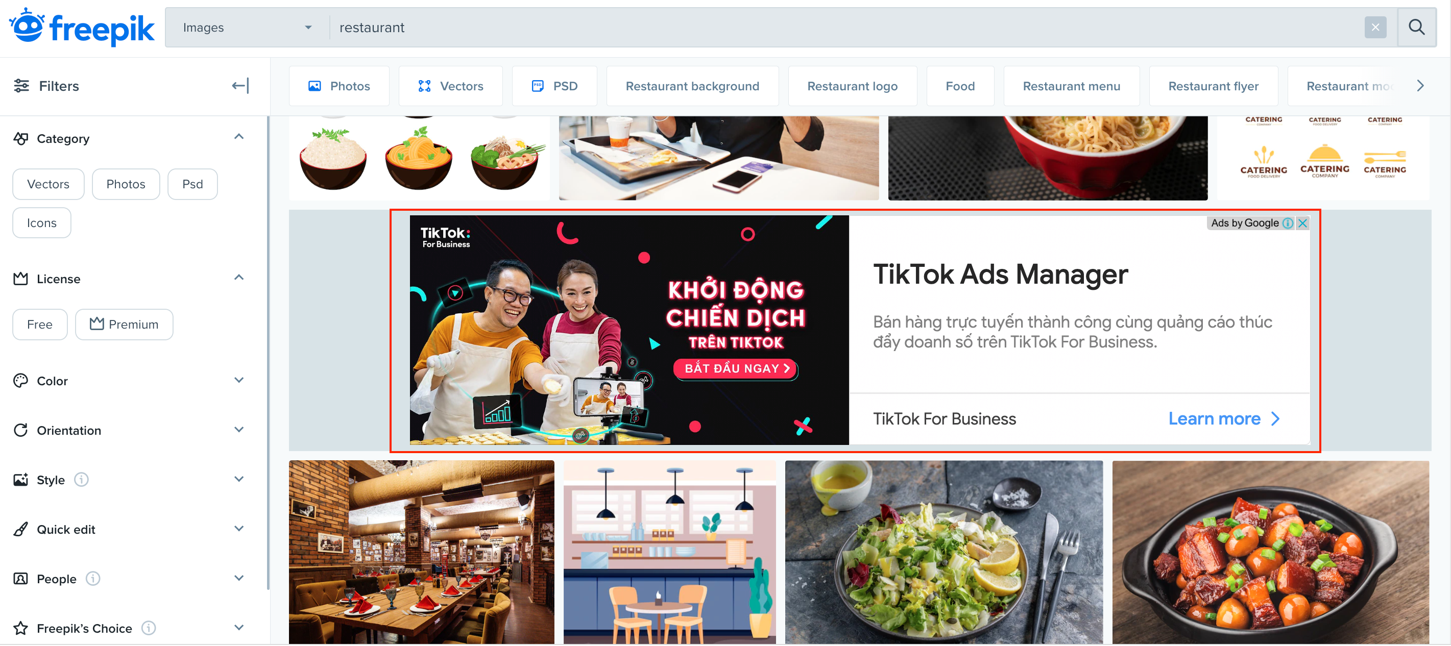 quảng cáo GDN nhà hàng