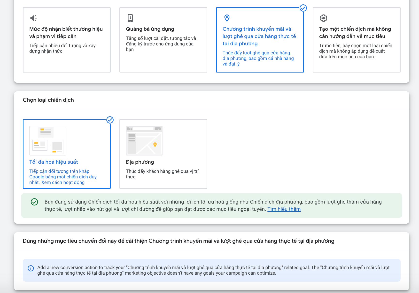 Lựa chọn chiến dịch phù hợp khi quảng cáo Google