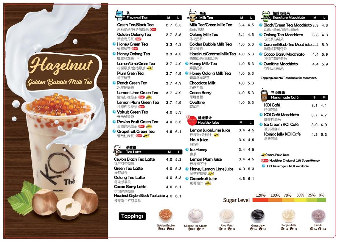 Tham khảo mẫu menu trà sữa KOI