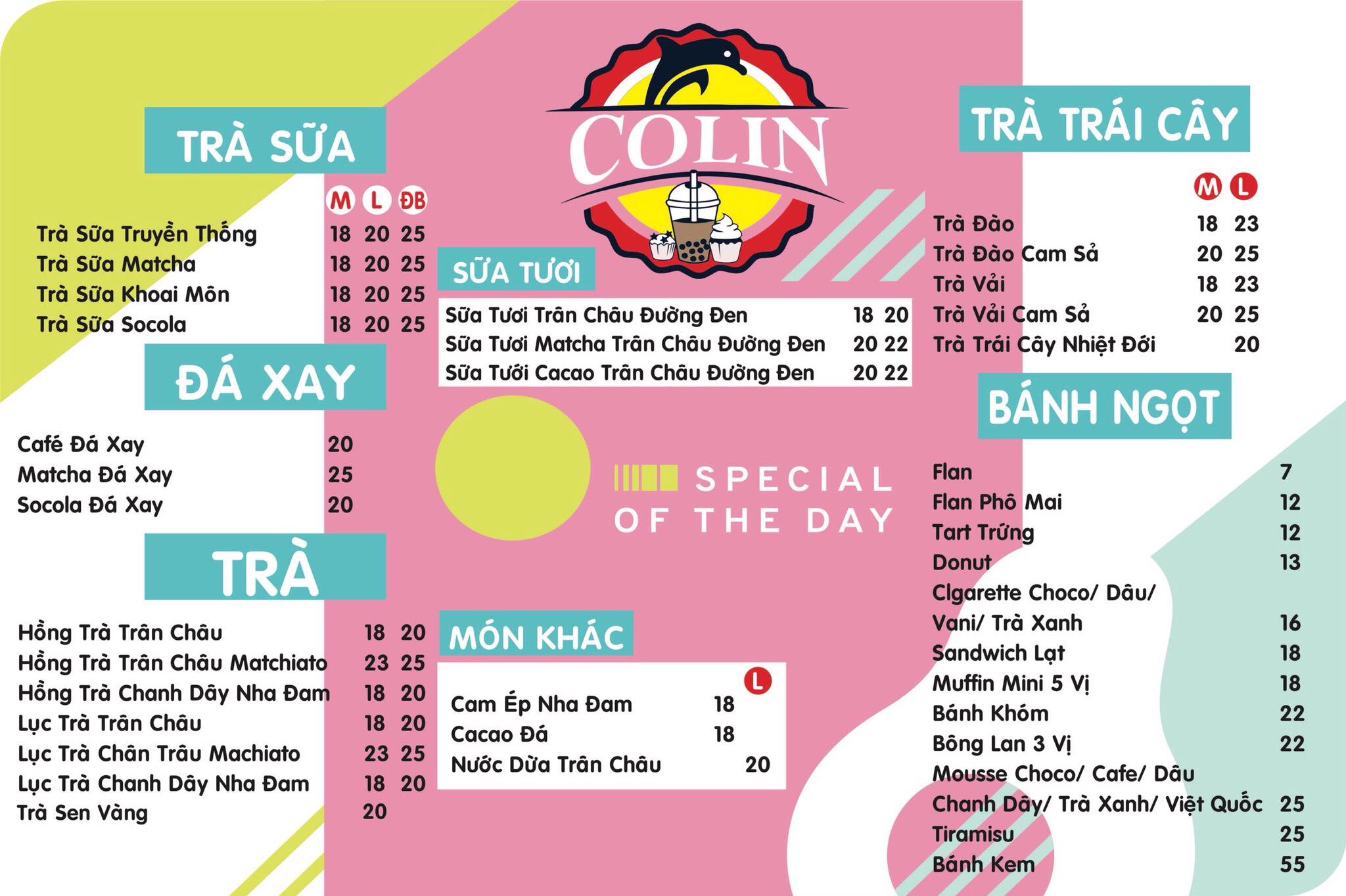Menu trà sữa bánh ngọt