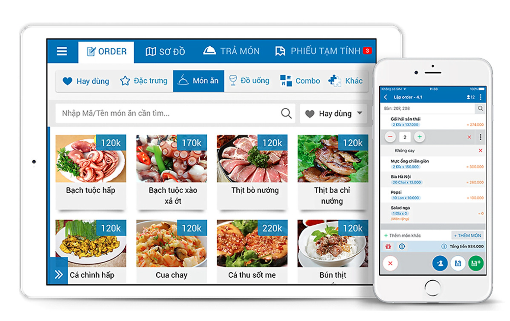 thiết bị tablet gọi món