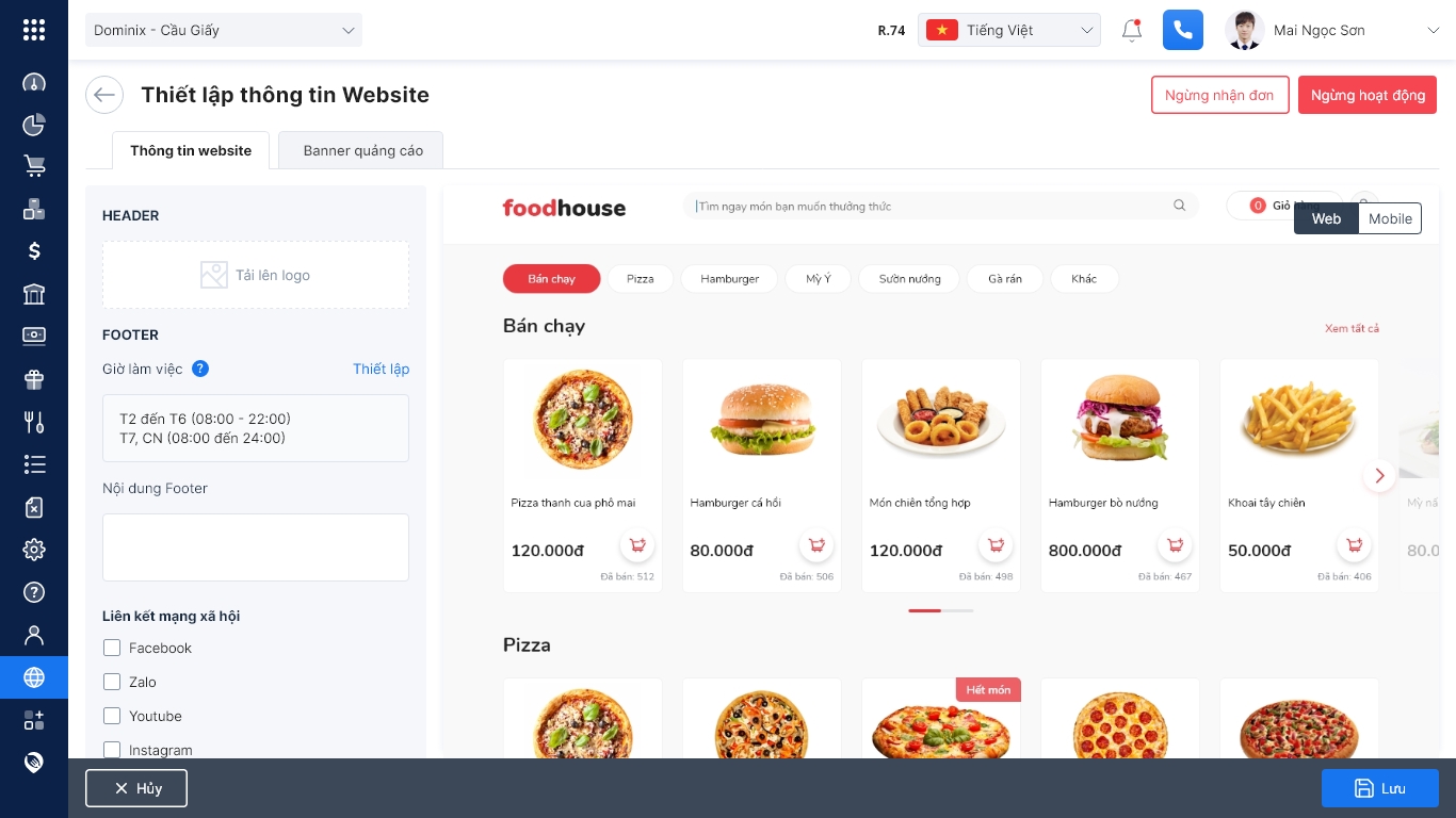website bán hàng online