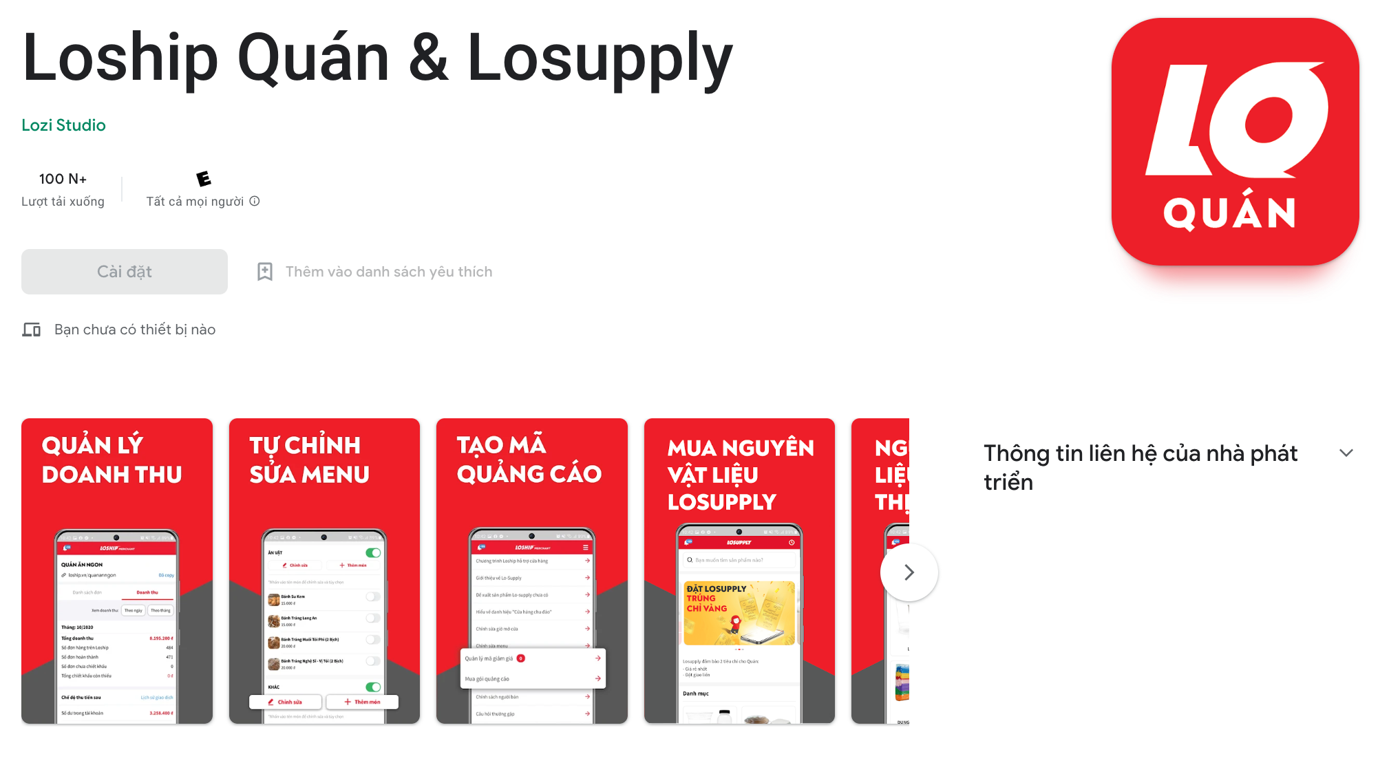 Ứng dụng Loship dành cho chủ quán
