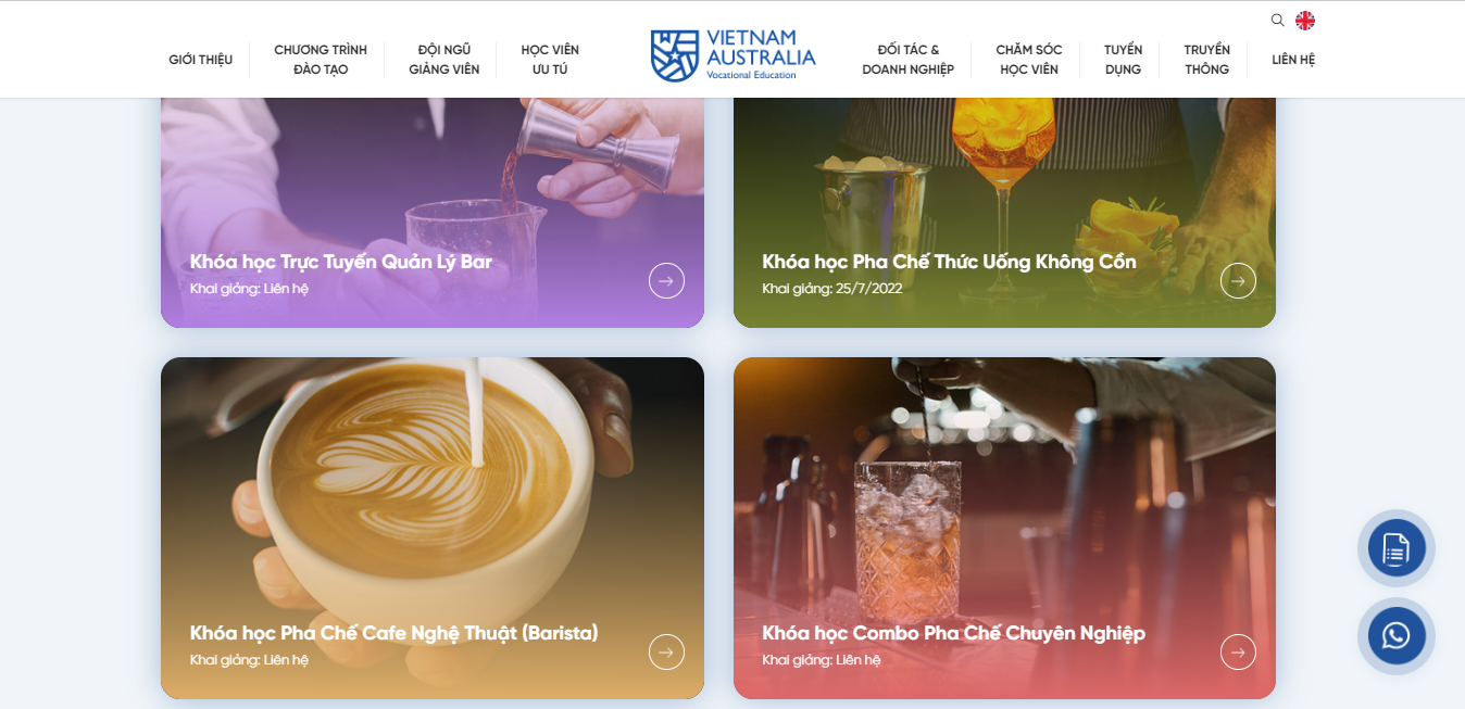 Học pha chế tại trung tâm hướng nghiệp Vietnam Australia