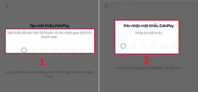 Màn hình xác thực số điện thoại zalopay