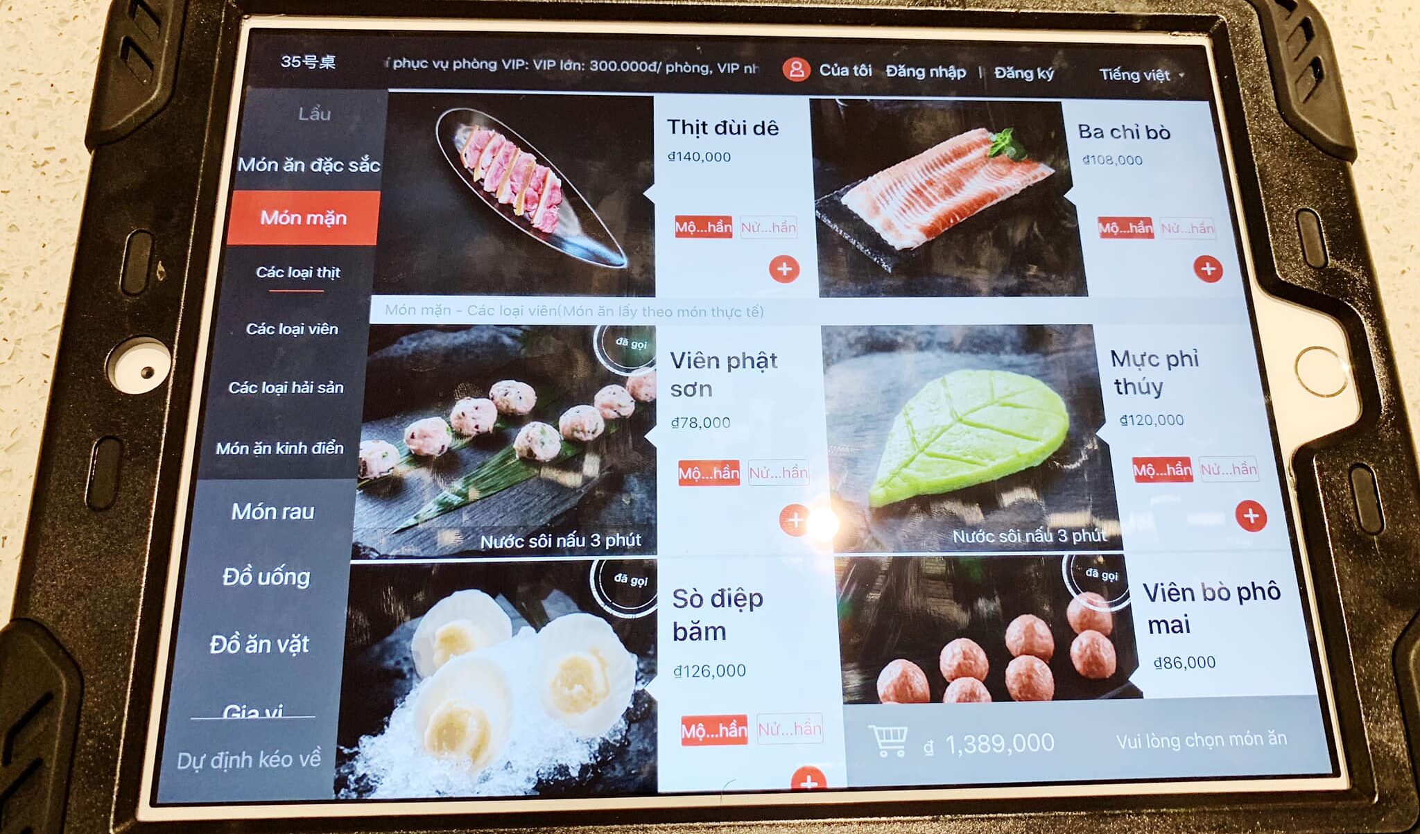 gọi món tại bàn với tablet