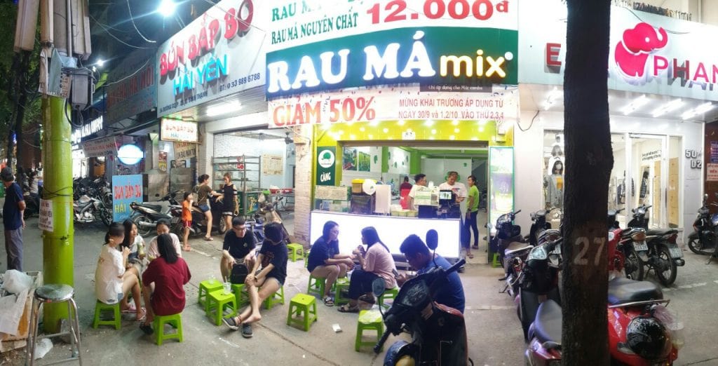 mặt bằng nhượng quyền rau má mix