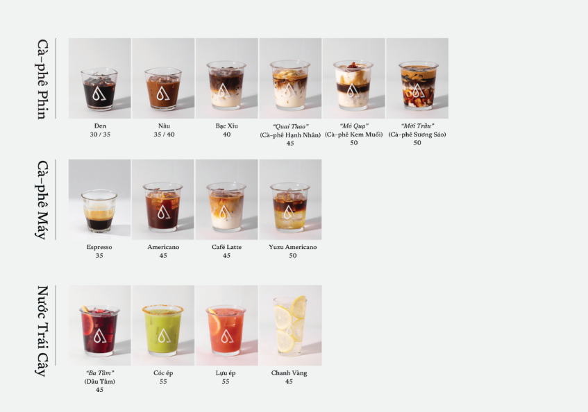 bảng giá đồ uống An cafe