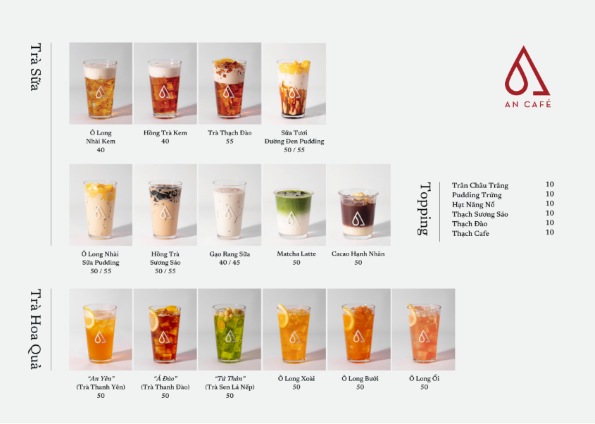 bảng giá đồ uống An cafe