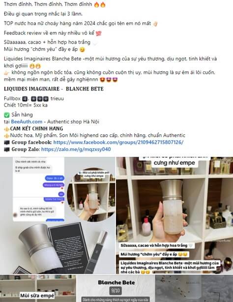 mẫu content feedback nước hoa
