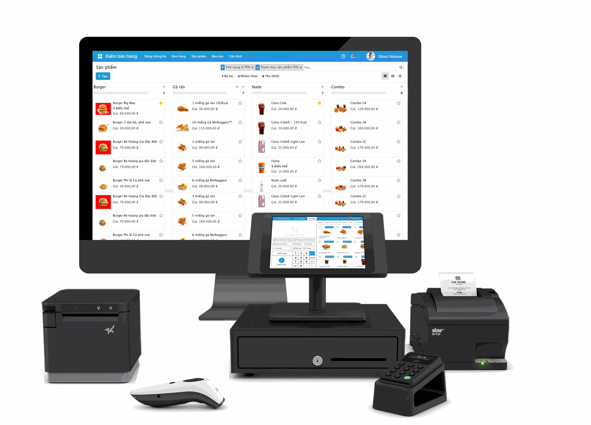hệ thống POS bao gồm phần cứng và phần mềm