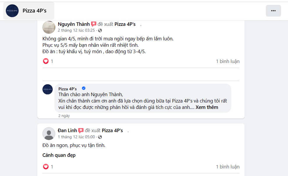 Đánh giá từ khách hàng giúp nâng cao uy tín của nhà hàng