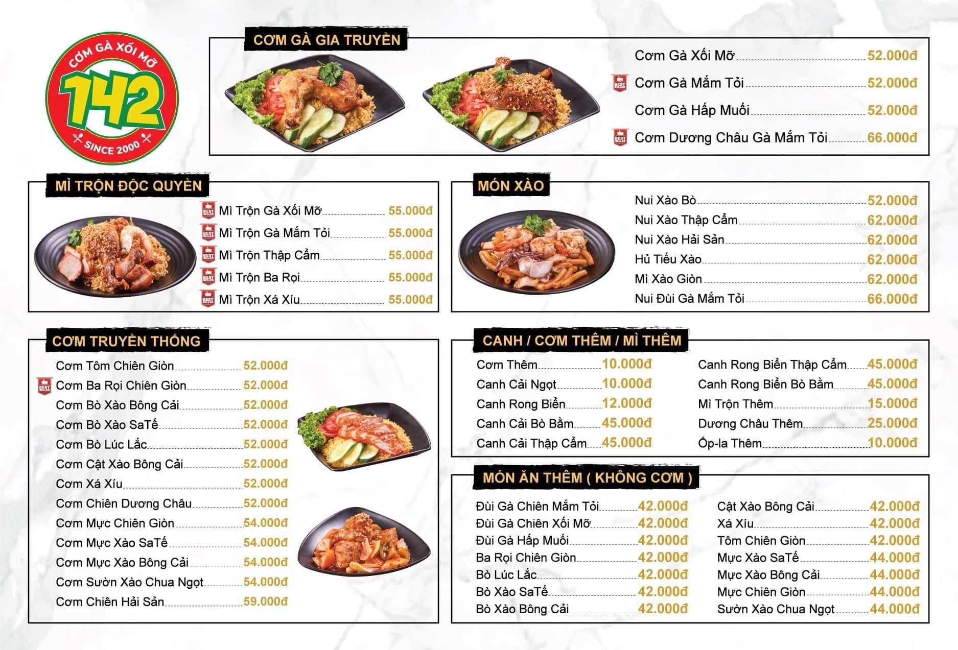 Xây dựng menu quán cơm gà xối mỡ