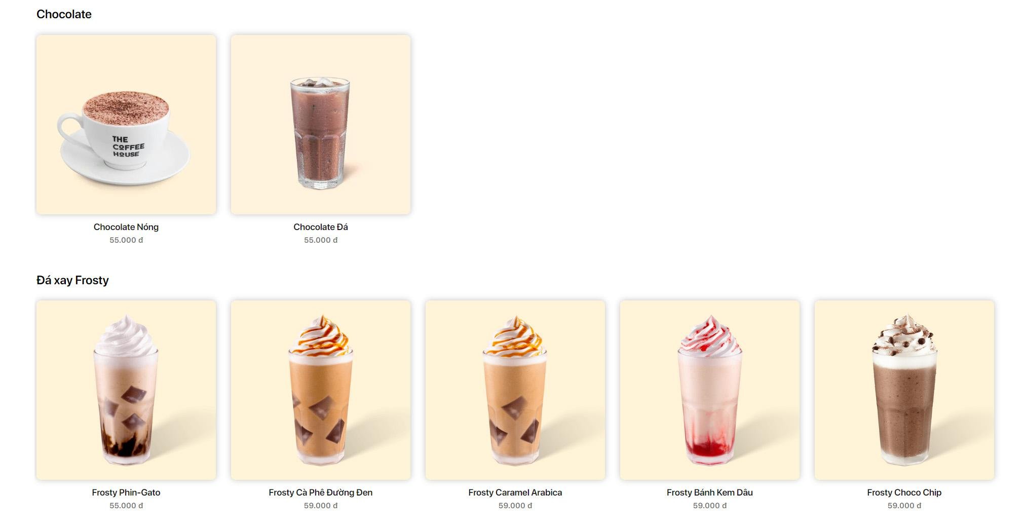 Chocolate menu the coffee house