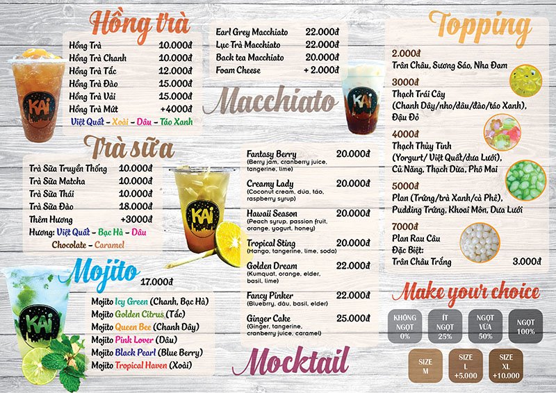 mẫu menu quán trà sữa