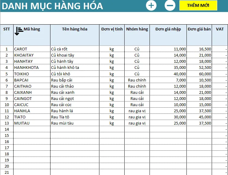 bảng theo dõi xuất nhập tồn kho bằng excel