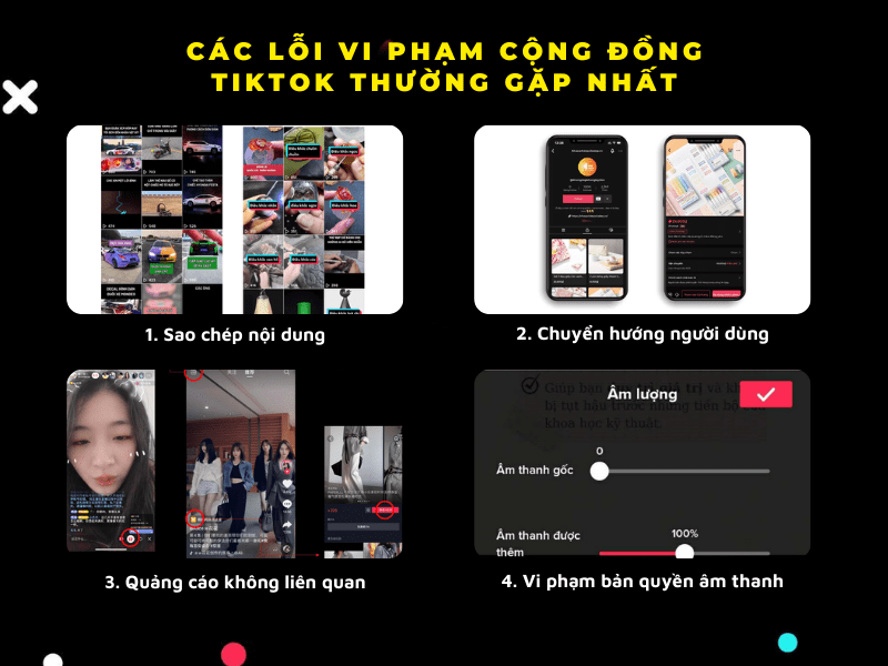 các lỗi vi phạm tiêu chuẩn cộng đồng tiktok