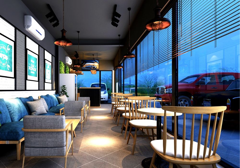 Thiết kế mô hình rửa xe kết hợp cafe