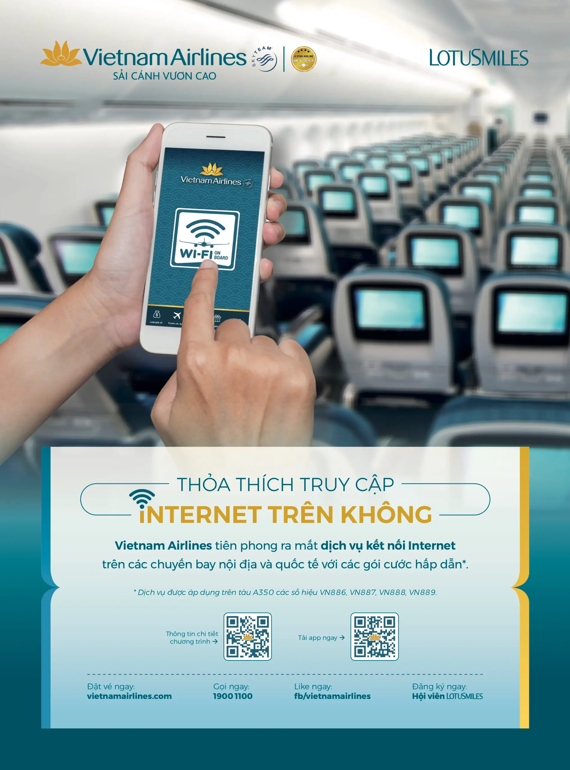 Vietnam Airlines cung cấp dịch vụ WiFi trên chuyến bay