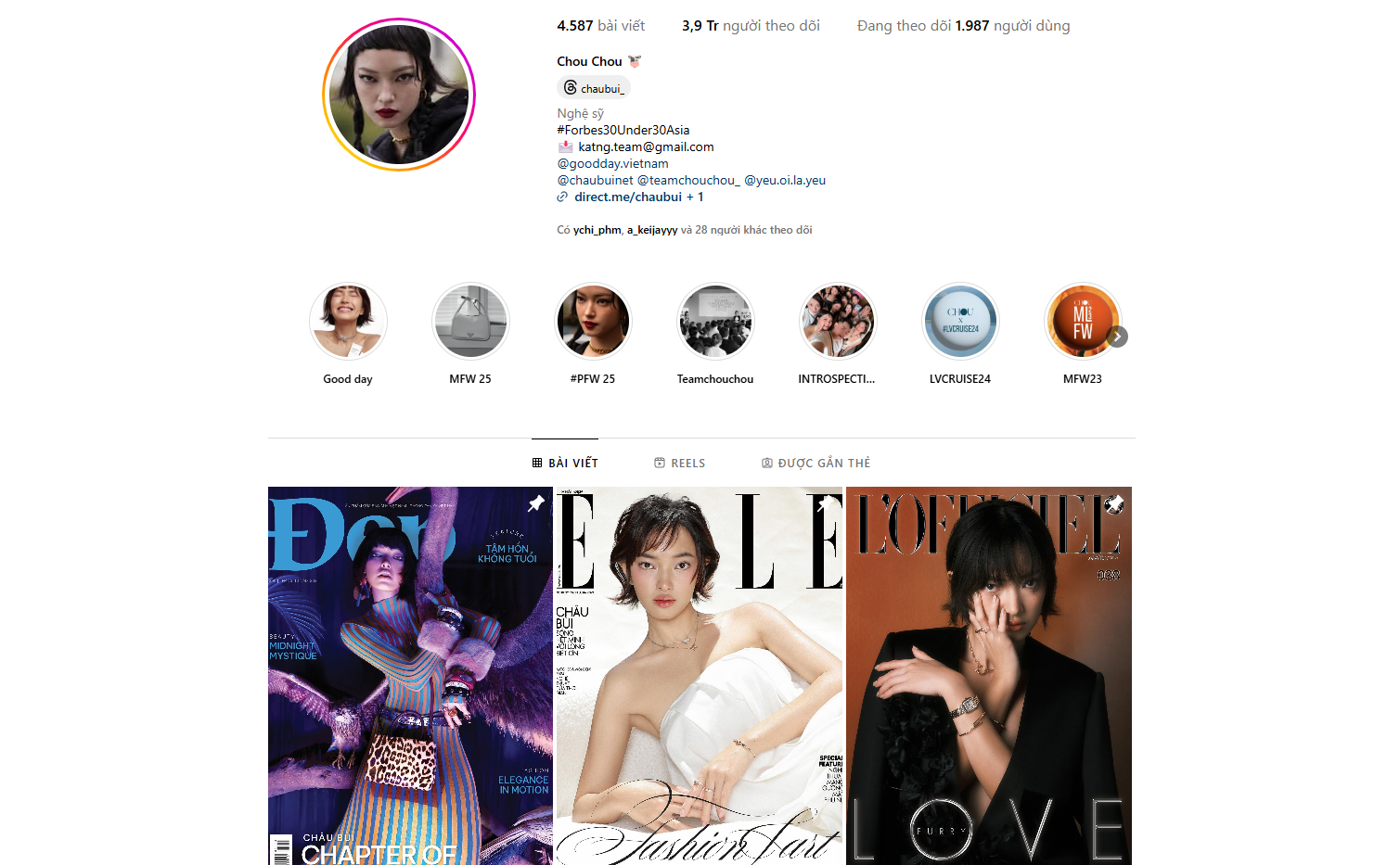 Châu Bùi hiện có 3,9 triệu người theo dõi trên Instagram