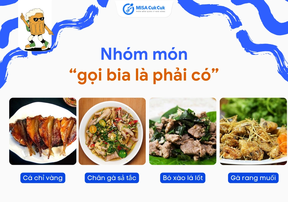 Nhóm món “gọi bia là phải có”trong menu quán bia