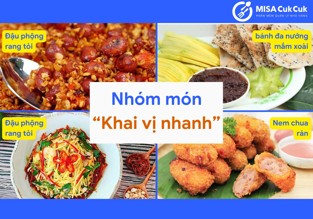 Nhóm món “khai vị nhanh” trong menu quán bia