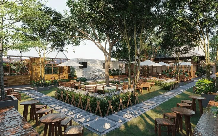 Mô hình cafe sân vườn