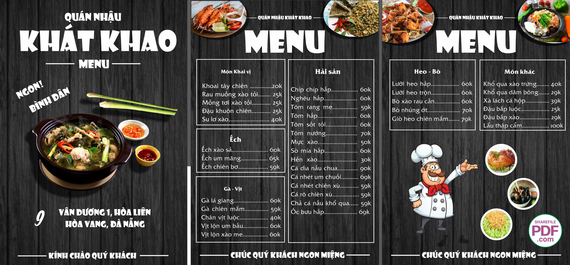 Menu quán bia