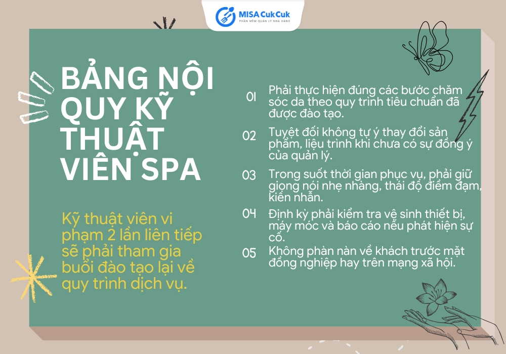 Bảng nội quy spa