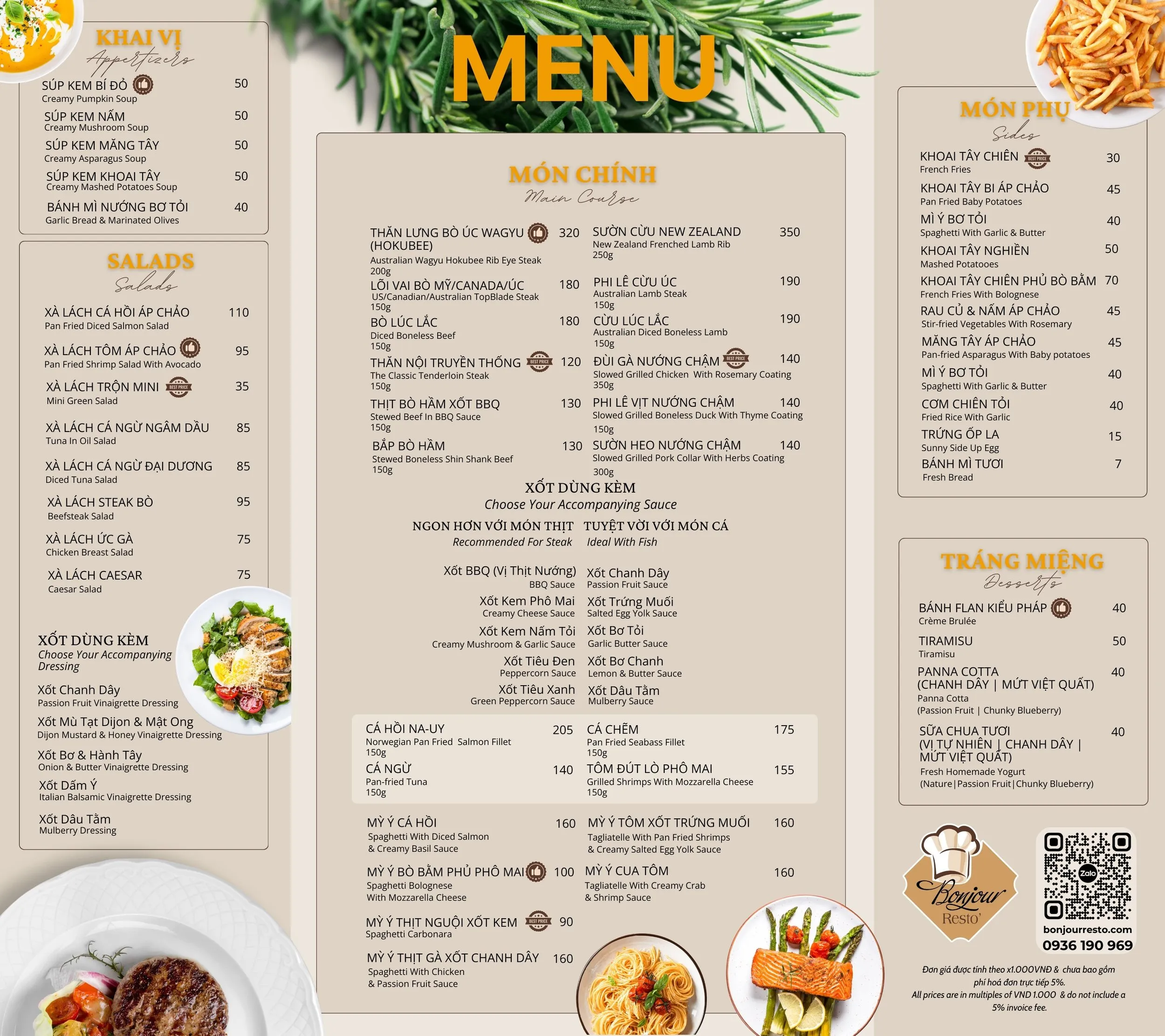 giá nhà hàng bistro