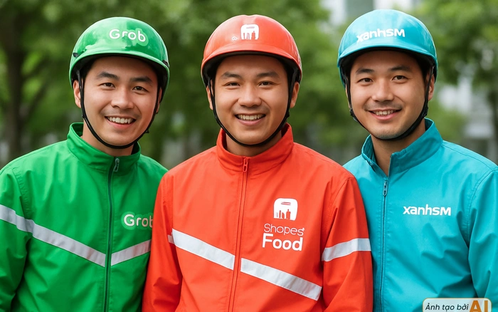 so sánh xanh sm food với shopeefodd và grabfood