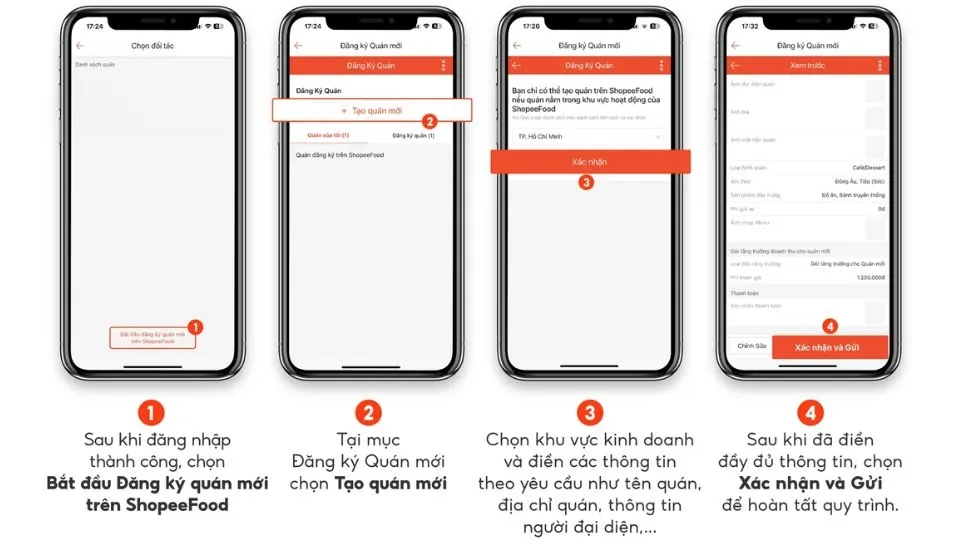 cách đăng ký quán mới trên shopeefood