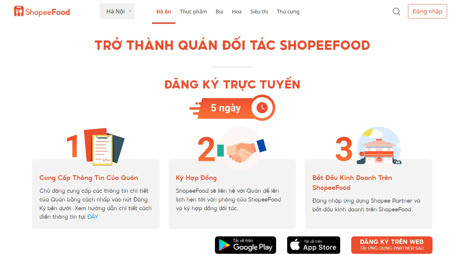 quy trình đăng ký shopeefood