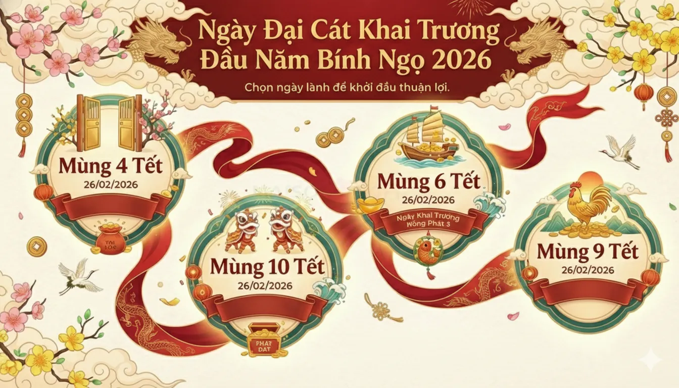ngày đẹp để mở hàng khai trương năm 2026 - Bính ngọ