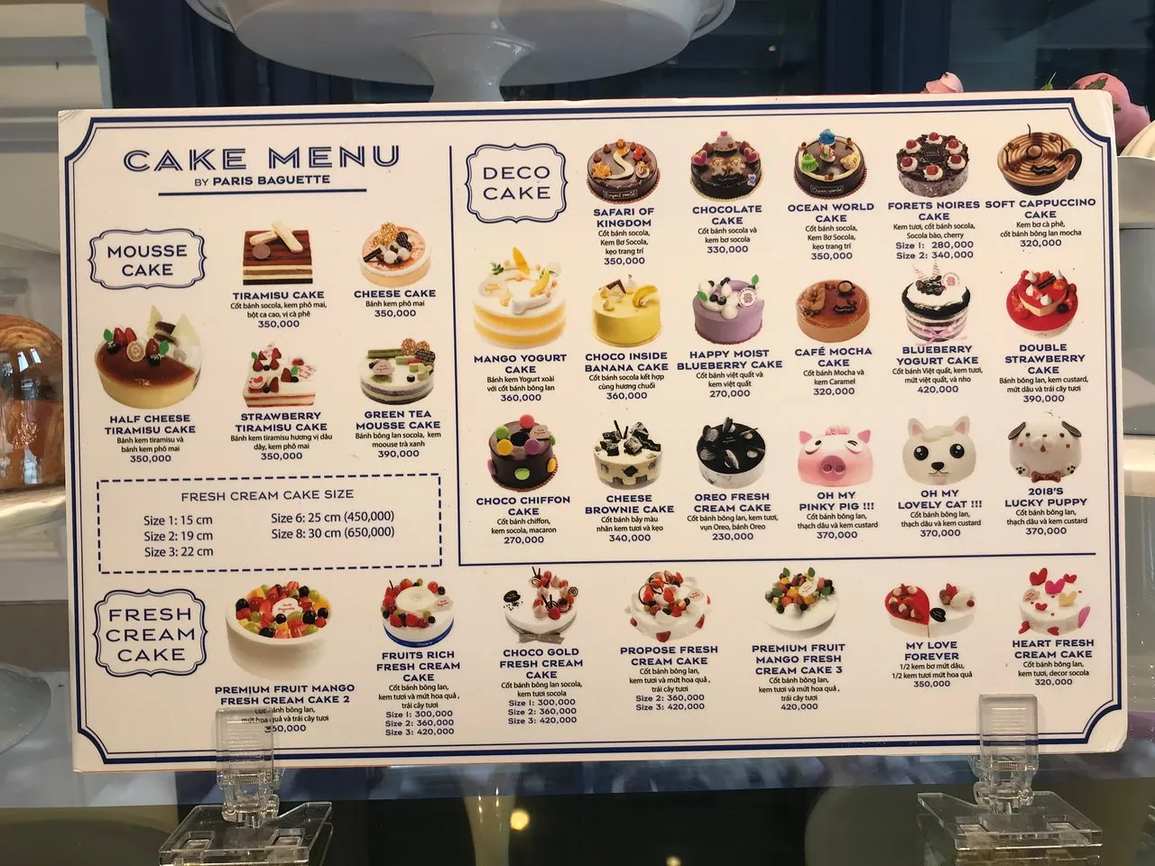 thiết kế menu tiệm bánh kem